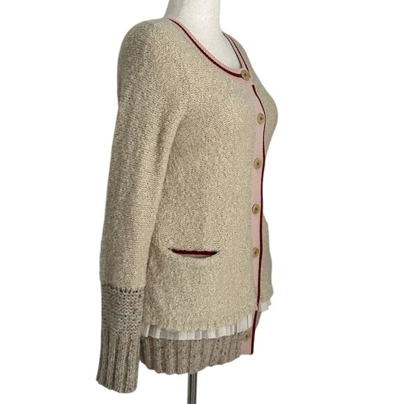 Charlie & Robin Anthropologie Wool Blend Romantic Boho Tiered Tulle Cardigan  M - Picture 3 of 13